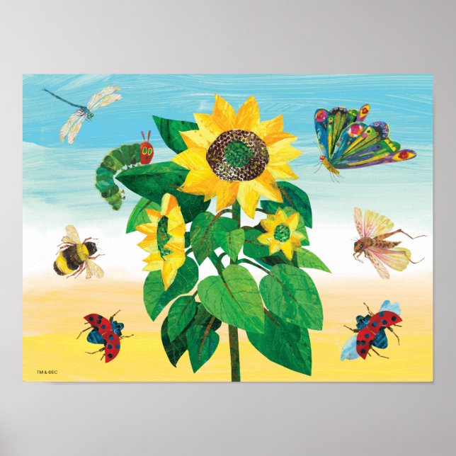 Affiche Eric Carle | Scène de fleurs du jardin (Devant)