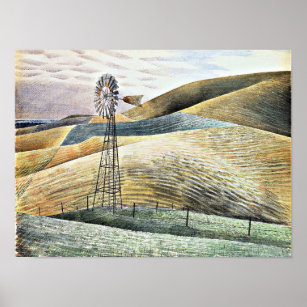 Affiche Eric Ravilie peinture, Moulin à vent