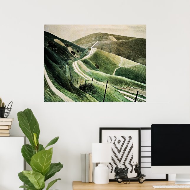 Affiche Eric Ravilious - Chalk Paths, (Bureau à domicile)