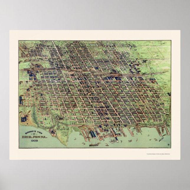 Affiche Erie, PA Panoramic Map - 1909 (Devant)