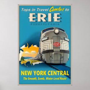 Affiche Erie Pennsylvanie New York Central Railroad Tops