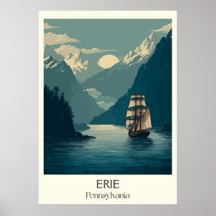 Affiche Erie Pennsylvanie Vintage Lake Ship Travel Art