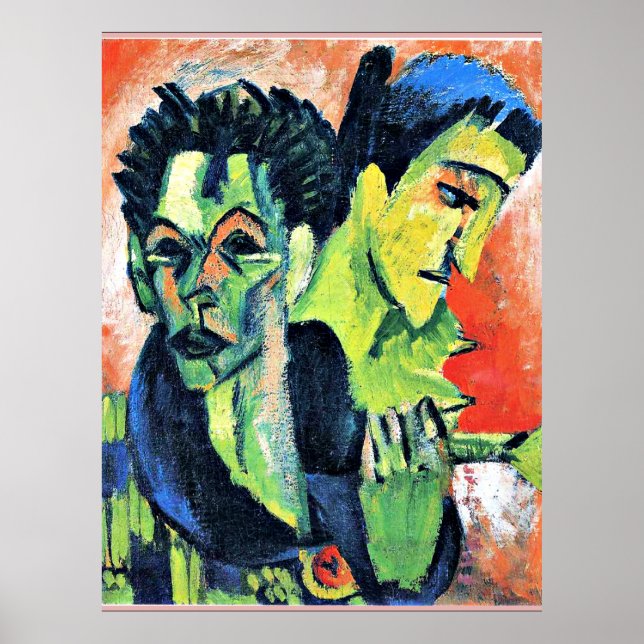 Affiche Ernst Kirchner - Auto-portrait double (Devant)