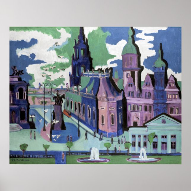 Affiche Ernst Ludwig Kirchner Vue de Dresden Schlossplatz (Devant)