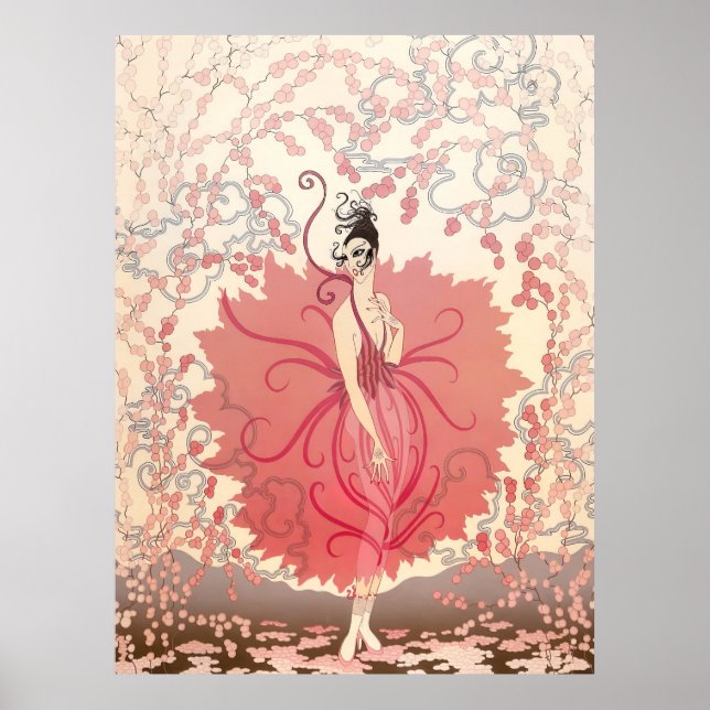 Affiche Erté - Dame rose (Devant)