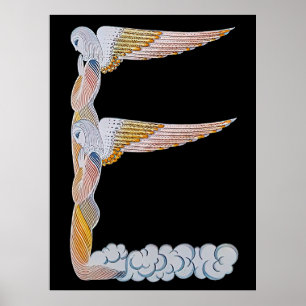 Affiche Erté - La lettre E de la suite Alphabet, 1976