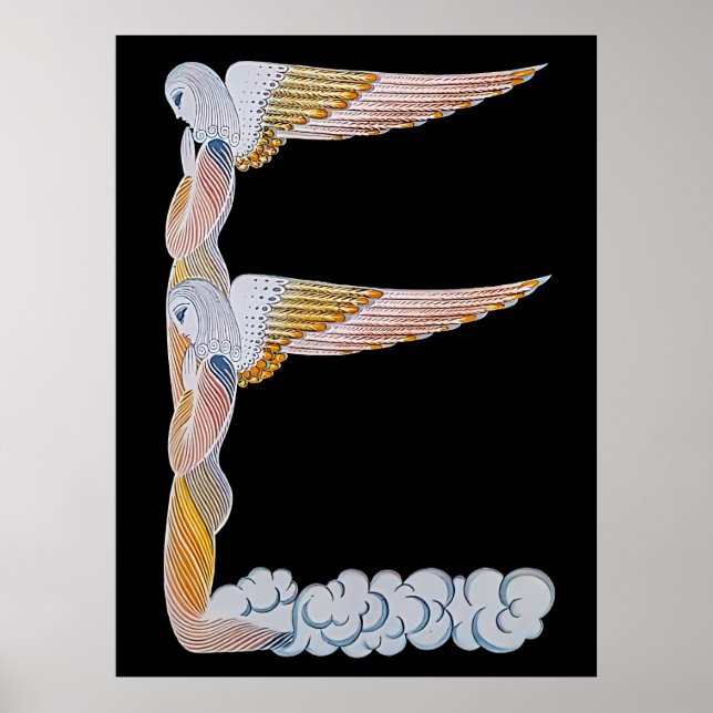 Affiche Erté - La lettre E de la suite Alphabet, 1976 (Devant)