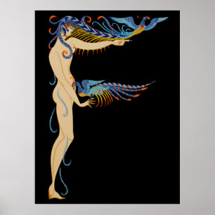 Affiche Erté - La Lettre F de la Suite Alphabet, 1976