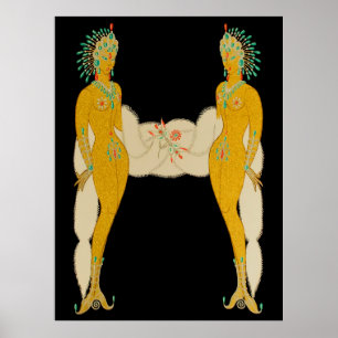 Affiche Erté - La lettre H de la suite Alphabet, 1976