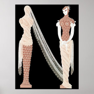 Affiche Erté - La lettre N de la suite Alphabet, 1976