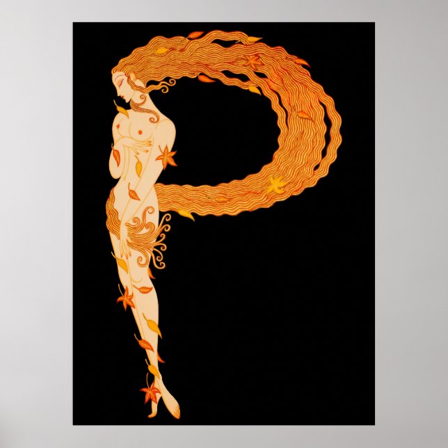 Affiche Erté - La Lettre P de la Suite Alphabet, 1976 (Devant)