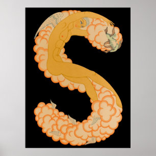 Affiche Erté - La Lettre S de la Suite Alphabet, 1976