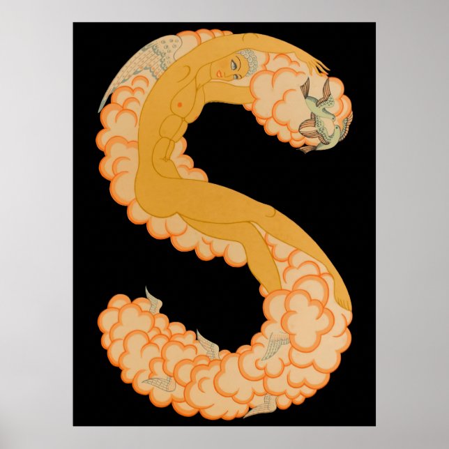 Affiche Erté - La Lettre S de la Suite Alphabet, 1976 (Devant)