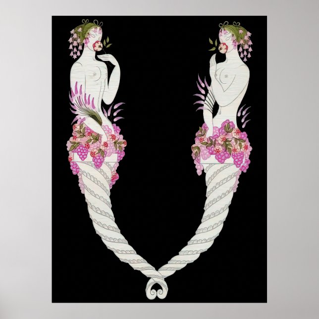 Affiche Erté - La Lettre V de la Suite Alphabet, 1976 (Devant)