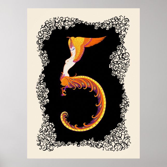 Affiche Erté - La Suite Numéraux, Le Numéro 5 (Devant)