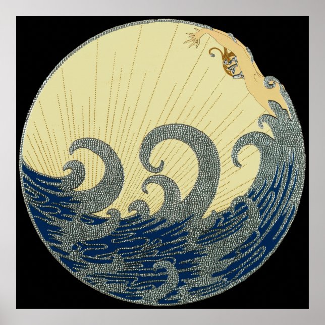 Affiche Erté - La Vague [Version Nocturne] (Devant)