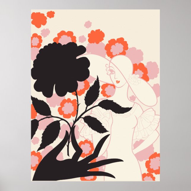 Affiche Erté - Rose noir (Devant)