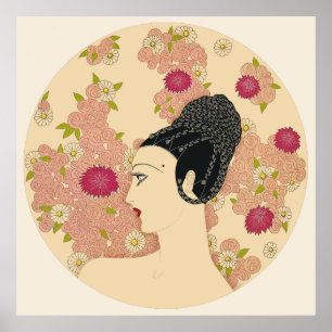Affiche Erté - Suite Rose & Carnations