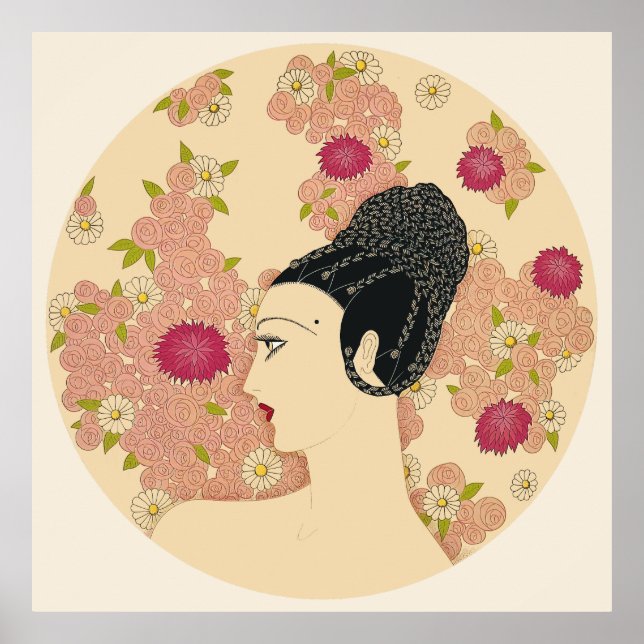 Affiche Erté - Suite Rose & Carnations (Devant)