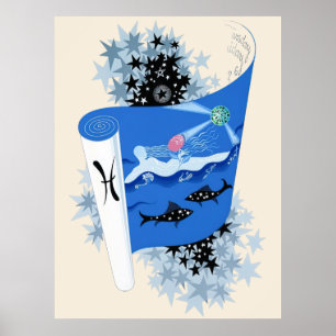 Affiche Erté - Suite Zodiaque, Poissons
