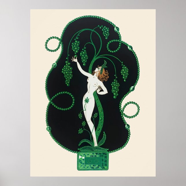 Affiche Erté - The Precious Stones Suite, Emerald, 1969 (Devant)