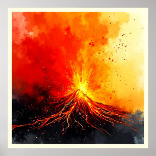 Affiche Éruption volcanique Art Abstrait