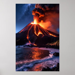 Affiche Éruption volcanique Nature Extérieur Paysage Lave