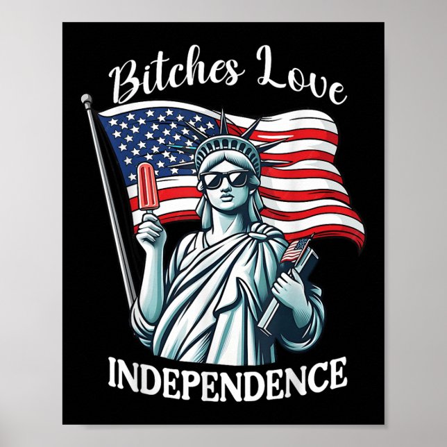 Affiche Es Love Independence Drôle 4 juillet Retro (Devant)