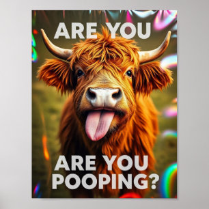 Affiche Es-Tu En Train De Cacher ? Funky Highland Cow, Cow