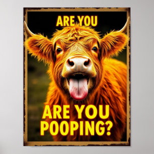 Affiche Es-Tu En Train De Cacher ? Funky Highland Cow, Cow
