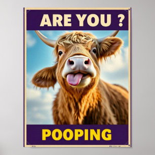Affiche Es-Tu En Train De Cacher ? Funky Highland Cow, Cow