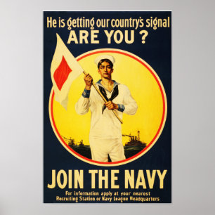 Affiche Es-Tu Prêt ? REJOINDRE LA MARINE ! Recrutement pou
