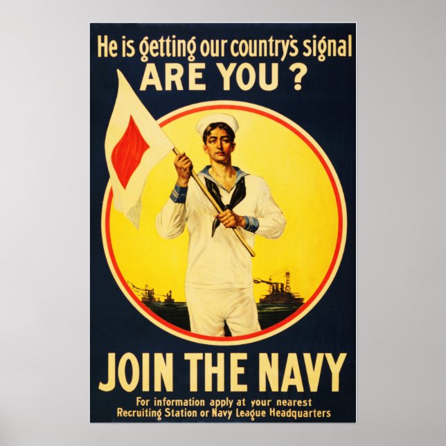 Affiche Es-Tu Prêt ? REJOINDRE LA MARINE ! Recrutement pou (Devant)