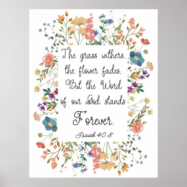 Affiche Ésaïe 40:8 La Parole de Dieu demeure pour toujours (Devant)