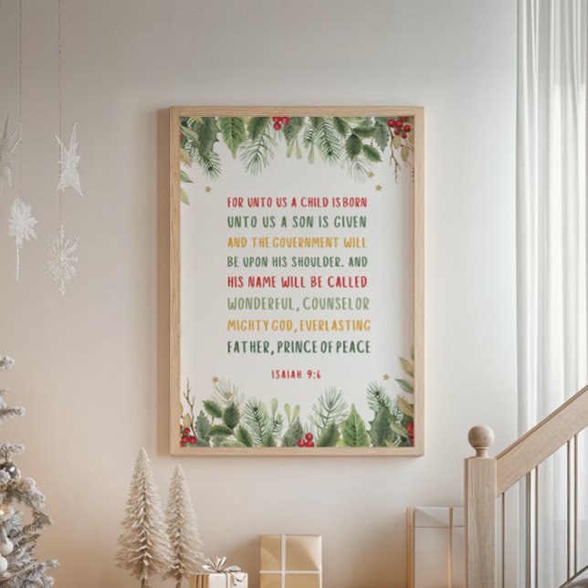 Affiche Ésaïe 9:6 Pour nous un enfant est né Noël (Créateur téléchargé)
