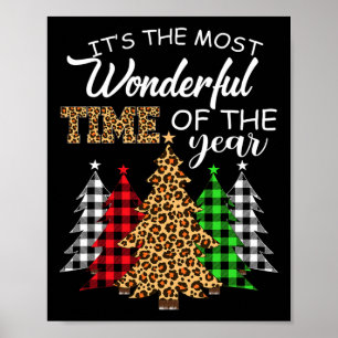 Affiche Escadron de Noël Leopard Plaid Xmas Tree Family Ma