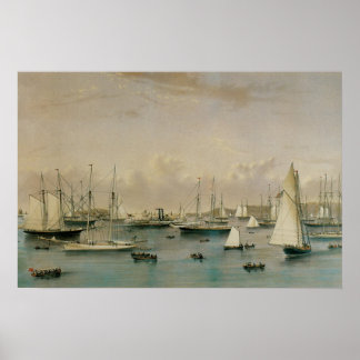 Affiche Escadron de yacht maritime vintage à Newport Harbo