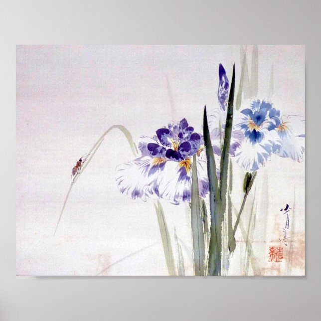 Affiche Escalade de coléoptères sur Iris Leaf, Watanabe Se (Devant)