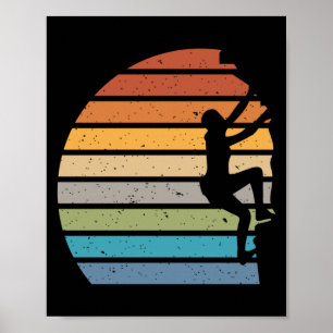 Affiche Escalade de roche de coucher de soleil rétro sport