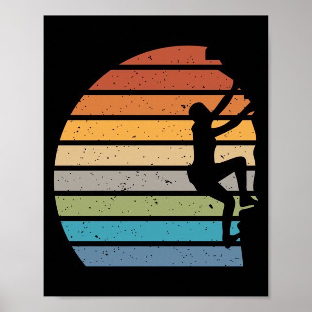 Affiche Escalade de roche de coucher de soleil rétro sport (Devant)