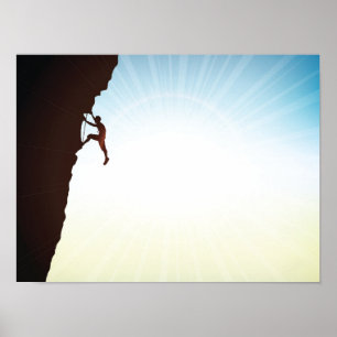 Affiche Escalade de roche Silhouette Soleil Flare