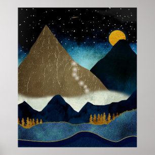 Affiche Escalade en montagne d'or