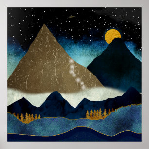 Affiche Escalade en montagne d'or