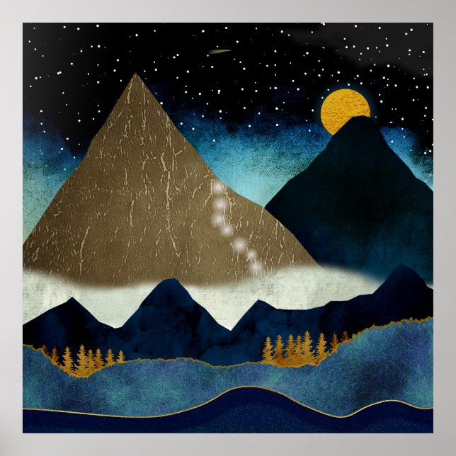 Affiche Escalade en montagne d'or (Devant)