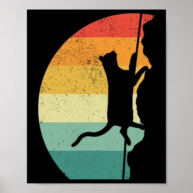 Affiche Escalade Grimpeur Chat Rétro Vintage  (Devant)