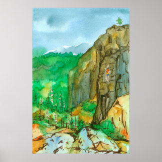 Affiche Escalade Mountain Rock Paysage d'aquarelle