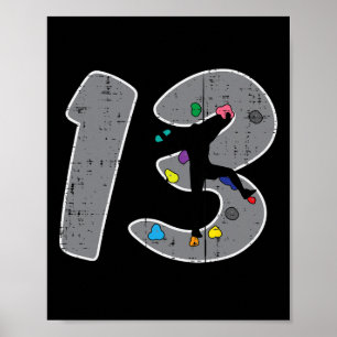 Affiche Escalade pour 13 ans Anniversaire 13 ans Garçons
