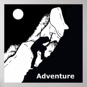 Affiche escalade rocheuse grimpeur