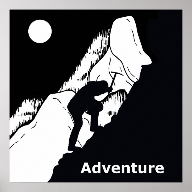 Affiche escalade rocheuse grimpeur (Devant)
