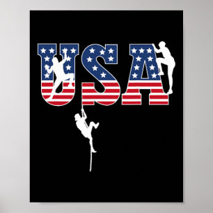 Affiche Escalade Sportive Drapeau Usa Fier Américain Patri